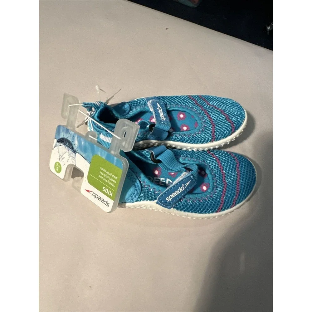 NEW Speedo Water Shoes Small 5-6 blue pink little girl  Beach Pool Water